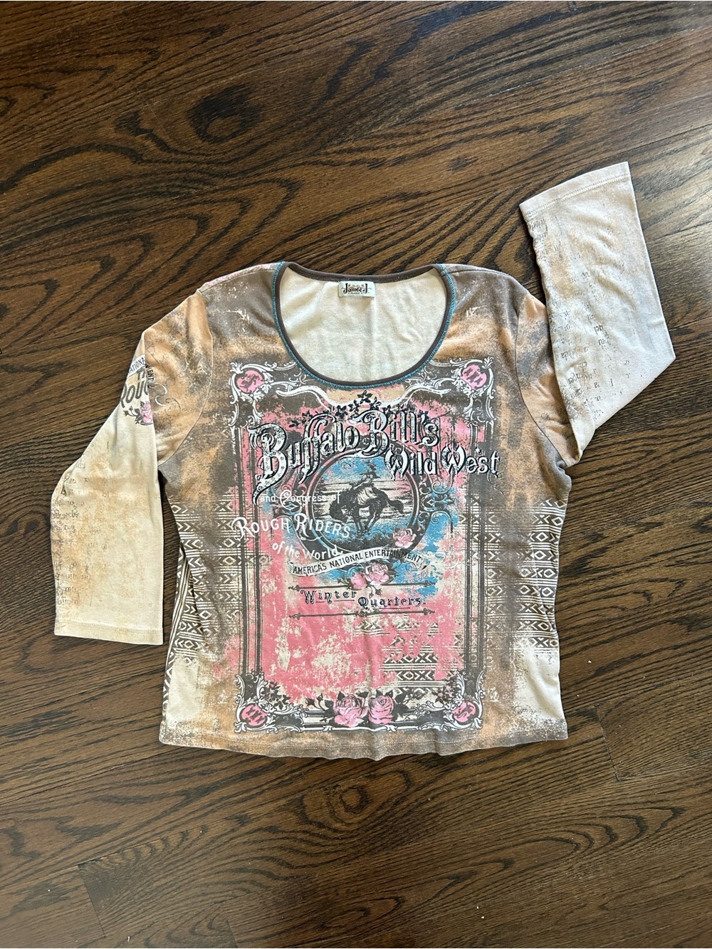Y2K Jamee J. Buffalo Bills Wild West Studded Graphic Top | Size XLarge